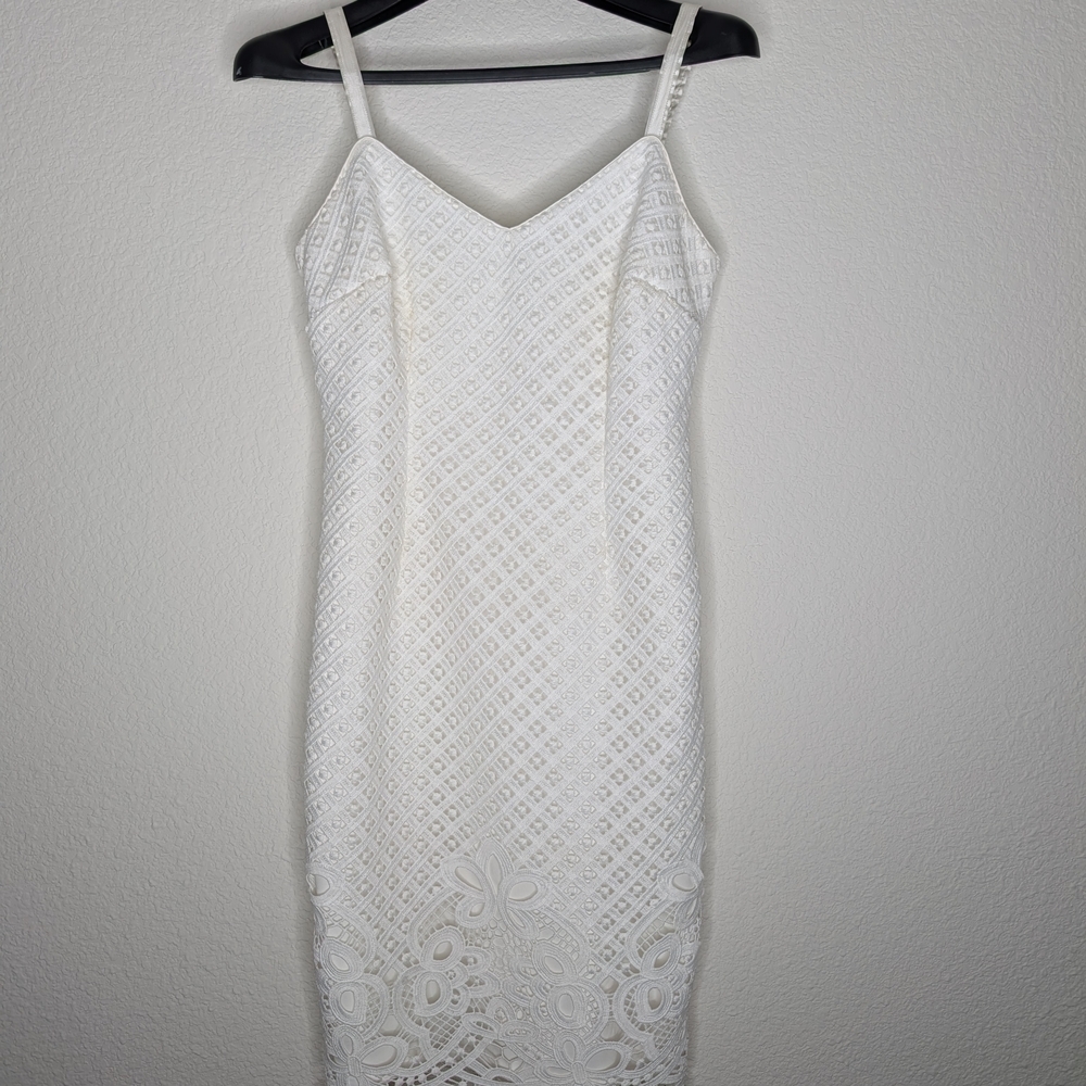 White House Black Market White Lace Midi Dress - Picture 4 of 12